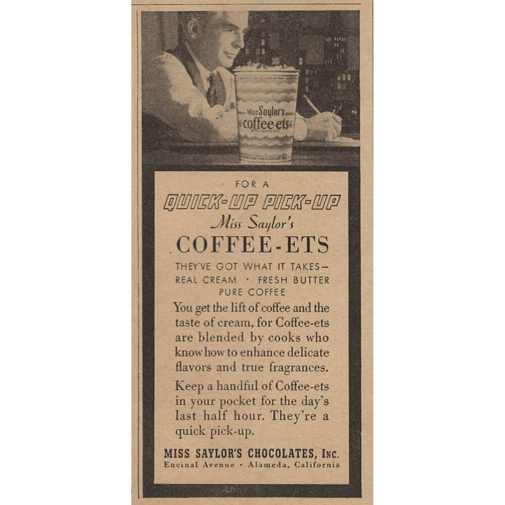 Miss Saylors 1945 Coffee-Ets Vintage Print Ad  Pure Coffee Alameda CA u